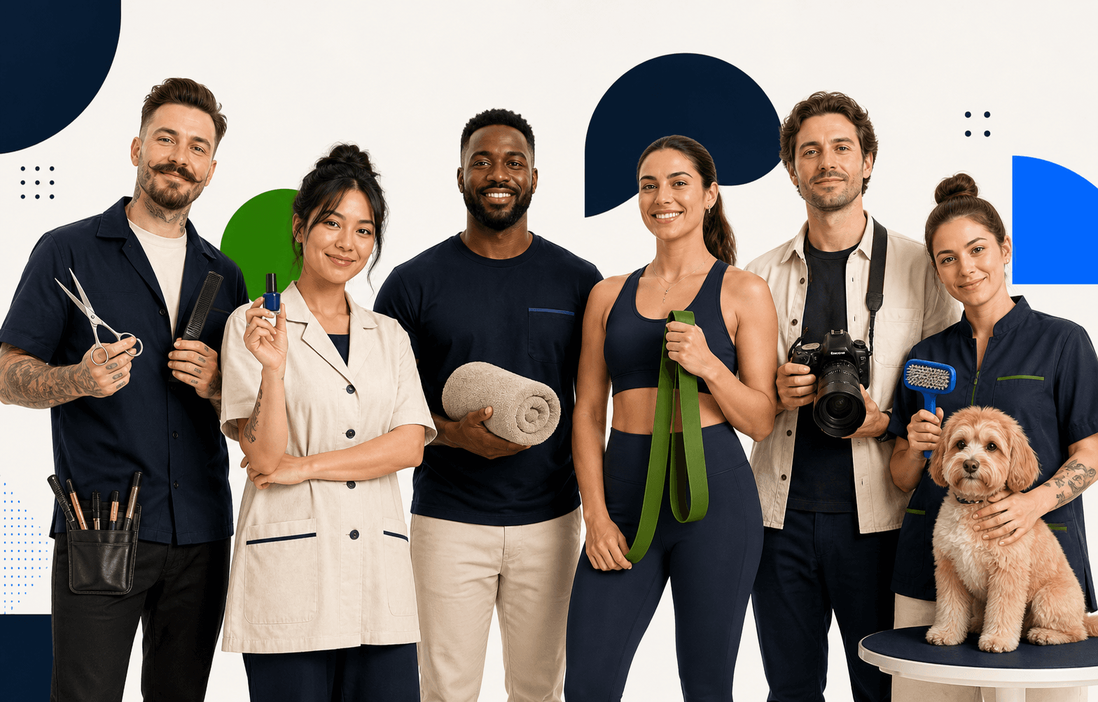 Des professionnels de la coiffure, de l’onglerie, du bien-être, du sport, de la photographie et du toilettage